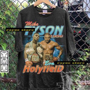 Vintage Bootleg Style Mike Tyson Evander Holyfield Shirt, Mike Tyson Boxing T-sh